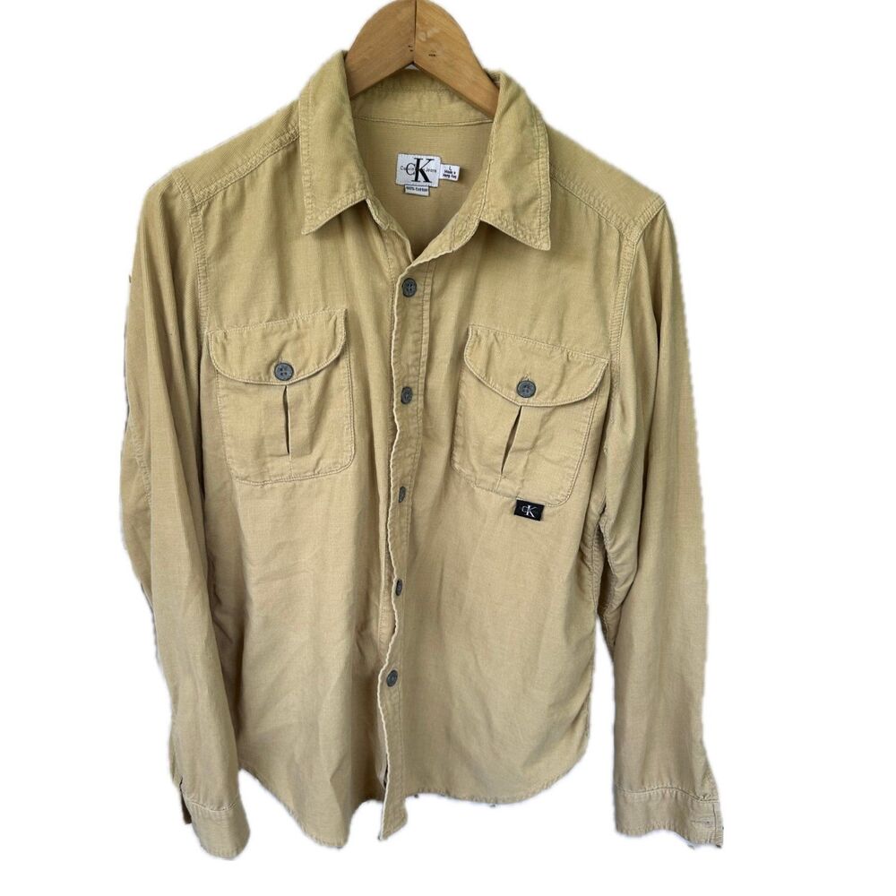 Calvin Klein Women's 100% Cotton Corduroy Button Down Trucker Shacket Jacket L